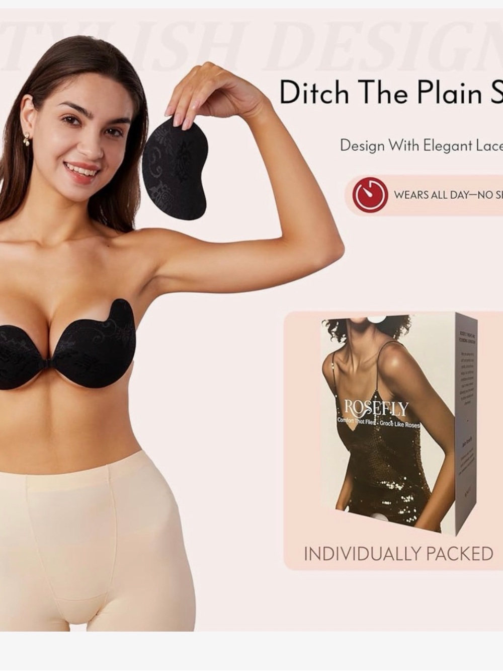Lace Adhesive Strapless Bandeau — Black